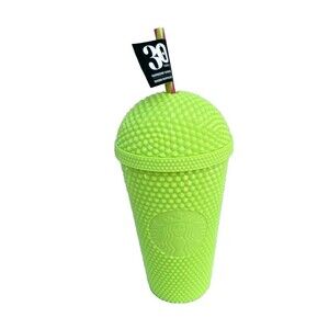 NEW Starbucks Frappuccino Dome Cold Cup Tumbler 2025 Studded Neon Lime w/ Straw!